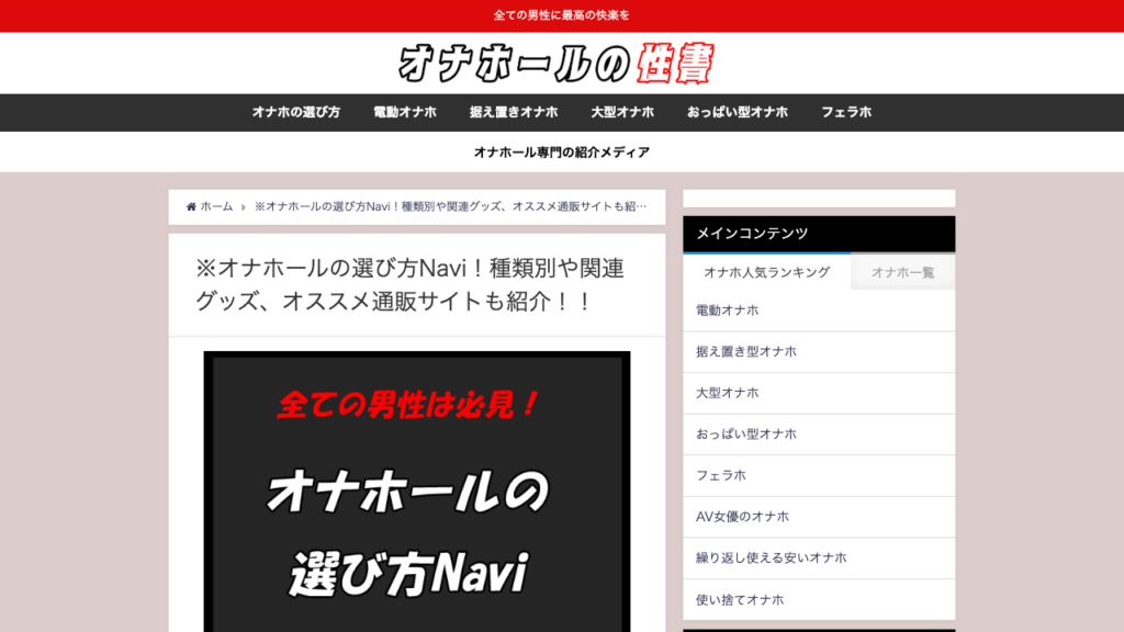 オナホールの性書